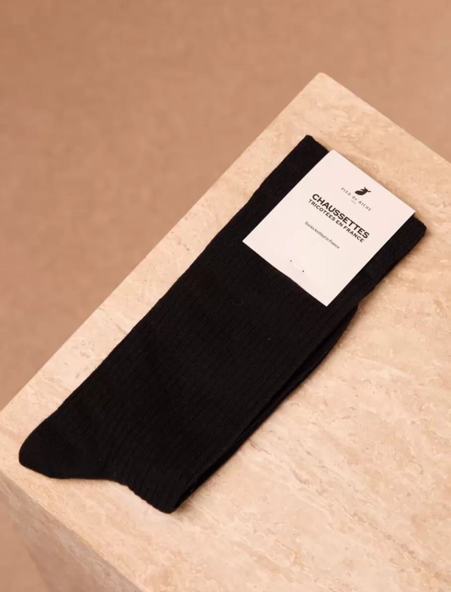 Pied de Biche Chaussettes>Chaussettes côtelées Noir