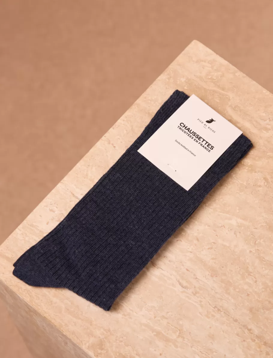 Pied de Biche Chaussettes>Chaussettes côtelées Navy