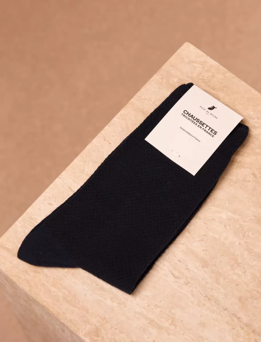 Pied de Biche Chaussettes>Chaussettes nid d'abeille Navy