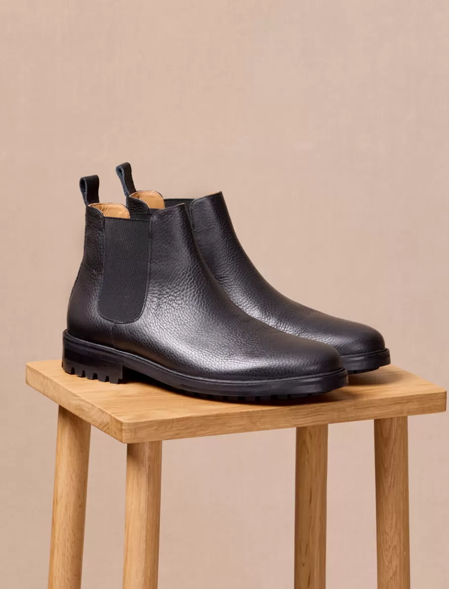 Pied de Biche Boots Et Bottines>Chelsea Boot Commando Noir-graine