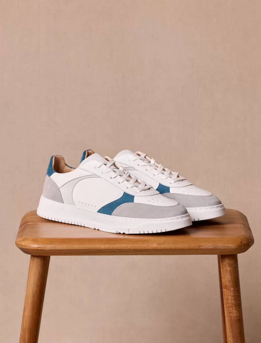 Pied de Biche Sneakers>Mael Blanc-Bleu-Petrole