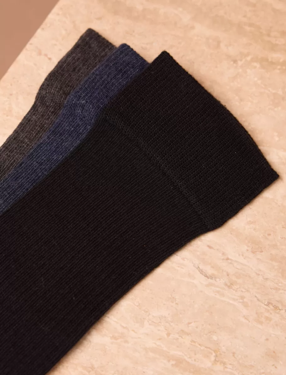 Pied de Biche Chaussettes>Pack chaussettes côtelées Gris-navy-noir