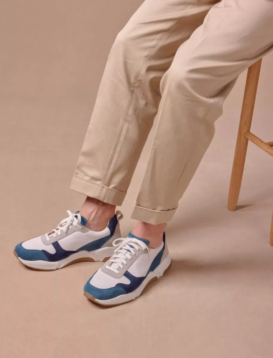 Pied de Biche Sneakers>Thelma Blanc-Bleu-Petrole