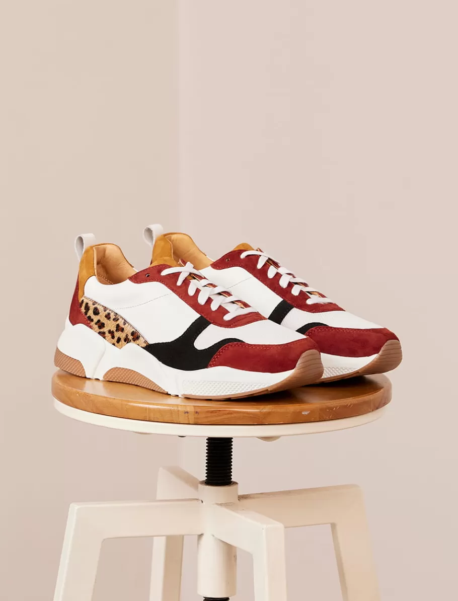 Pied de Biche Sneakers>Thelma Cherry-burnt-leopard